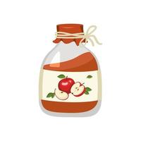 vasetto di marmellata di mele rosse. cibo dolce e salutare, dessert gustoso, regalo o regalo. illustrazione piatta vettoriale