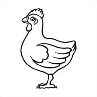 gallina da fattoria. contorno contorno. elemento di design. illustrazione vettoriale isolato su sfondo bianco. modello per libri, adesivi, poster, carte, vestiti. v