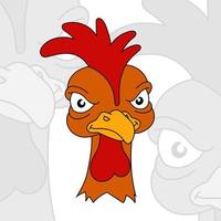 gallo arrabbiato. pollame scontento. mascotte della squadra. stile cartone animato. illustrazione vettoriale colorata.