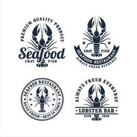 collezione di logo del ristorante di pesce gamberi di mare vettore