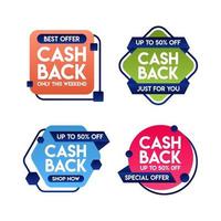 raccolta di design di colore sfumato geometrico promozione etichetta badge cash back vettore