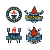 collezione di logo del ristorante grill barbecue vettore