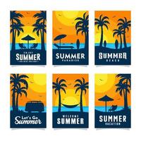 collezione di design di carte da spiaggia estiva vettore