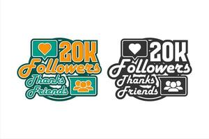 20k follower grazie design logo premium vettore