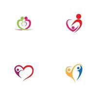 logo del cuore e design delle persone, concetto di vettore di beneficenza e supporto, illustrazione vettoriale di amore e vita felice.