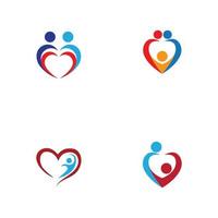 logo del cuore e design delle persone, concetto di vettore di beneficenza e supporto, illustrazione vettoriale di amore e vita felice.