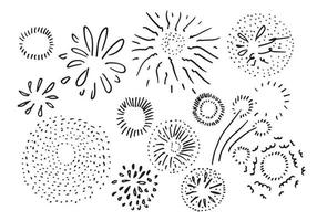 set di doodle starburst isolato su sfondo bianco disegnato a mano da sunburst. elementi di design. illustrazione vettoriale. vettore
