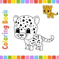 libro da colorare per bambini. carattere allegro. illustrazione vettoriale. stile cartone animato carino. pagina fantasy per bambini. sagoma contorno nero. isolato su sfondo bianco. vettore