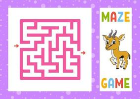 labirinto quadrato. gioco per bambini. puzzle per bambini. carattere felice. enigma del labirinto. illustrazione vettoriale a colori. trovare la strada giusta. illustrazione vettoriale isolato. stile cartone animato.