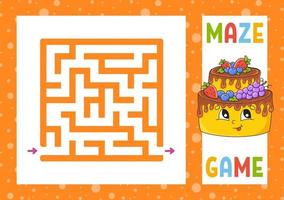 labirinto quadrato. gioco per bambini. puzzle per bambini. carattere felice. enigma del labirinto. illustrazione vettoriale a colori. trovare la strada giusta. illustrazione vettoriale isolato. stile cartone animato.