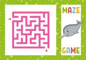 labirinto quadrato. gioco per bambini. puzzle per bambini. carattere felice. enigma del labirinto. illustrazione vettoriale a colori. trovare la strada giusta. illustrazione vettoriale isolato. stile cartone animato.