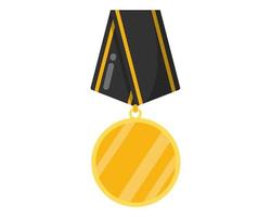 medaglia commemorativa del premio militare d'oro o ordine al merito, vittoria o campioni con nastro nero. vettore