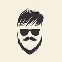 hipster uomo acconciatura barba barbiere logo simbolo icona vettore design grafico illustrazione idea creativa