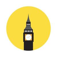 torre dell'orologio con disegno del logo tramonto vettore grafico simbolo icona segno illustrazione idea creativa