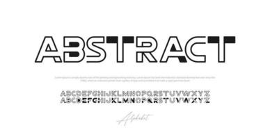 carattere alfabeto moderno. caratteri tipografici in stile urbano per la tecnologia, il digitale, il design del logo del film. illustrazione vettoriale