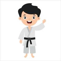 cartone animato di un bambino che fa karate vettore