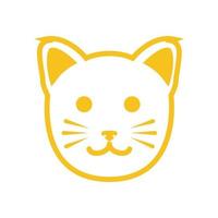 faccia carino gatto giallo logo design grafico vettoriale simbolo icona segno illustrazione idea creativa