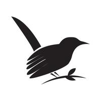 silhouette uccellino sul ramo logo simbolo icona grafica vettoriale illustrazione idea creativa