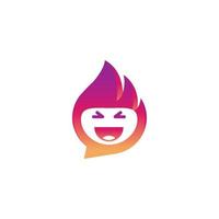 fuoco sorriso faccia chat logo design vettore