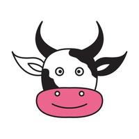 viso carino mucca logo colorato simbolo icona grafica vettoriale illustrazione idea creativa