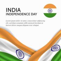 anniversario giorno dell'indipendenza india. banner, biglietto di auguri, design volantino. disegno del modello di poster vettore