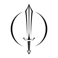 Icona del fumetto di vettore di metallo spada