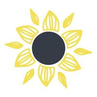 fiore estivo giallo, fiore solare, silhouette di girasole in uno stile piatto, illustrazione cartoon, icona su sfondo bianco isolato, illustrazione vettoriale, stampa vettore