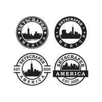 un insieme del logo del grattacielo americano, un insieme del logo dell'architettura vettore