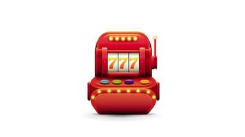 slot machine volumetrica rossa con jackpot in stile cartone animato isolato su sfondo bianco per le tue arti vettore