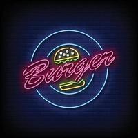 vettore di testo in stile insegne al neon di hamburger