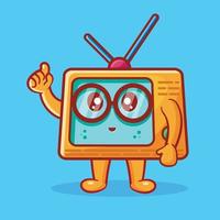 carino geek televisione mascotte isolato cartone animato illustrazione vettoriale
