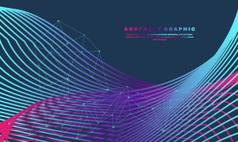 fantastico vettore astratto colorato espansione dello sfondo della vita linee e punti collegati linee di visualizzazione del flusso d'onda parte 2