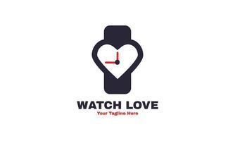 orologio creativo amore logo società di affari moderna vettore