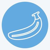 icona di banane in stile alla moda occhi azzurri isolato su sfondo blu morbido vettore