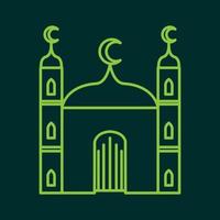 moschea di linee verdi con logo minimalista a cupola icona simbolo vettoriale illustrazione