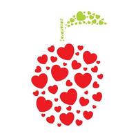 mela rossa con amore forma punti logo simbolo icona vettore illustrazione grafica
