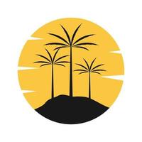 palme con collina tramonto logo vintage simbolo icona grafica vettoriale illustrazione idea creativa