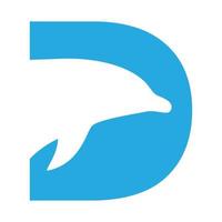 lettera astratta d per il design grafico dell'illustrazione dell'icona del vettore del simbolo del delfino