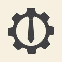 cravatta business con ingranaggi servizi logo icona vettore simbolo grafico illustrazione