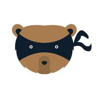 testa d'orso carino come disegno di illustrazione vettoriale del logo ninja