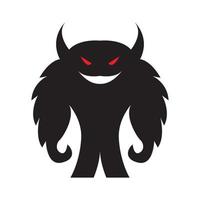 carino mostro nero con logo corno simbolo icona grafica vettoriale illustrazione idea creativa