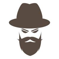 uomo vintage con cappello e barba logo simbolo icona illustrazione grafica vettoriale