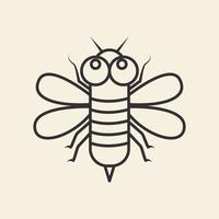 illustrazione del simbolo dell'icona del vettore del design del logo del fumetto delle linee dell'ape del miele dell'insetto animale