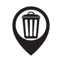 discarica del bidone della spazzatura con pin mappa posizione logo simbolo icona grafica vettoriale illustrazione idea creativa