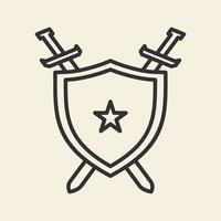 linee di protezione o protezione con spade stella logo design icona vettore simbolo illustrazione