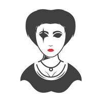donna faccia spavento logo design grafico vettoriale simbolo icona segno illustrazione idea creativa