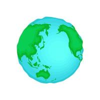 icona del pianeta terra. mappa del mondo nel simbolo a forma di globo. eurasia occidentale, australia e nord america continenti e oceani isolati eps illustrazione su sfondo bianco vettore