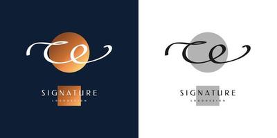 ce design del logo iniziale con un elegante stile di scrittura a mano. ce firma logo o simbolo per matrimonio, moda, gioielli, boutique, identità botanica, floreale e aziendale vettore