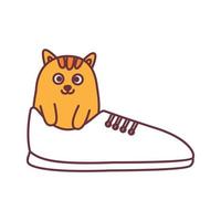 gatto o gattino o gattino o animale domestico su scarpe carino logo illustrazione vettoriale