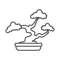 linee vintage pianta bonsai logo vettore icona illustrazione design